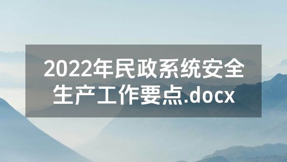 2022年民政系统安全生产工作要点.docx