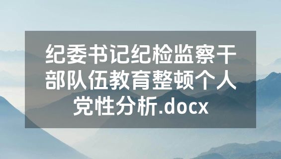 纪委书记纪检监察干部队伍教育整顿个人党性分析.docx