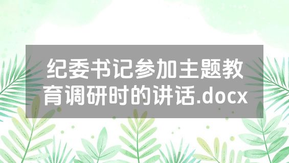 纪委书记参加主题教育调研时的讲话.docx