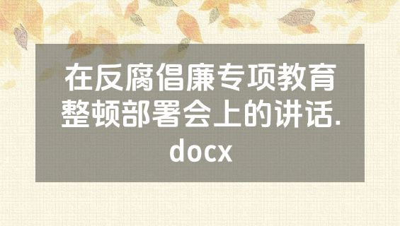 在反腐倡廉专项教育整顿部署会上的讲话.docx