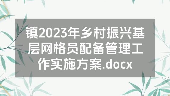 镇2023年乡村振兴基层网格员配备管理工作实施方案.docx