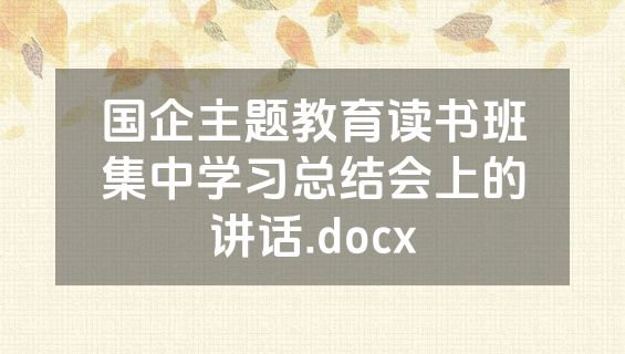 国企主题教育读书班集中学习总结会上的讲话.docx