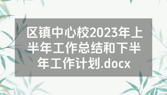 区镇中心校2023年上半年工作总结和下半年工作计划.docx