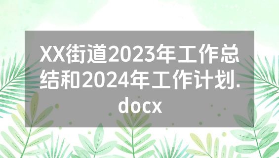 XX街道2023年工作总结和2024年工作计划.docx