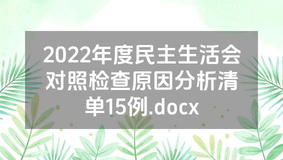 2022年度民主生活会对照检查原因分析清单15例.docx