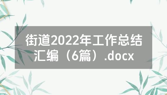 街道2022年工作总结汇编（6篇）.docx