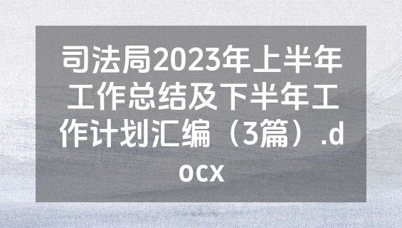 司法局2023年上半年工作总结及下半年工作计划汇编（3篇）.docx