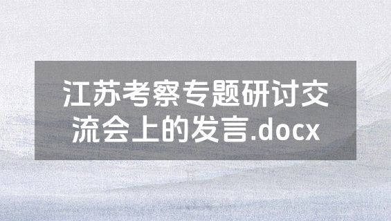 江苏考察专题研讨交流会上的发言.docx