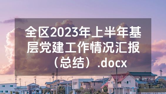 全区2023年上半年基层党建工作情况汇报（总结）.docx