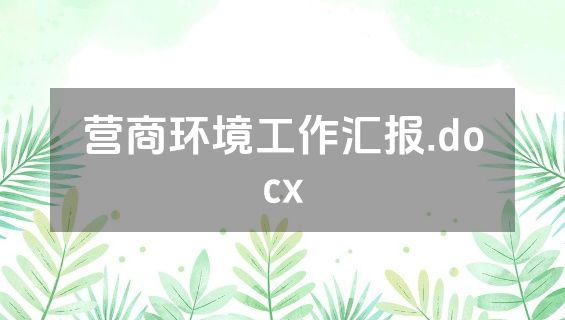 营商环境工作汇报.docx