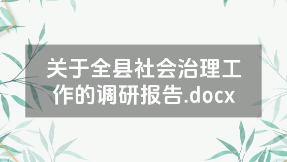 关于全县社会治理工作的调研报告.docx