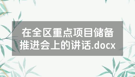在全区重点项目储备推进会上的讲话.docx