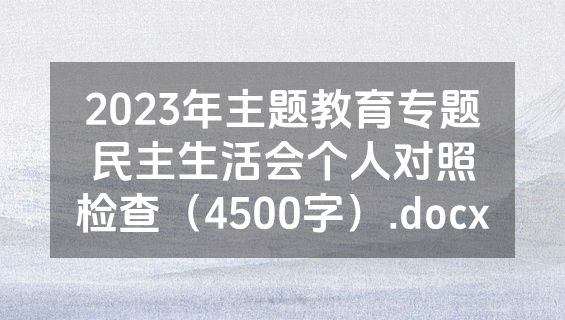 2023年主题教育专题民主生活会个人对照检查（4500字）.docx