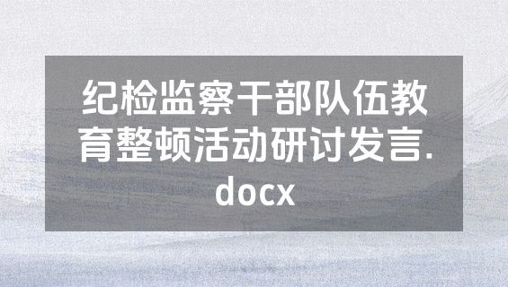 纪检监察干部队伍教育整顿活动研讨发言.docx
