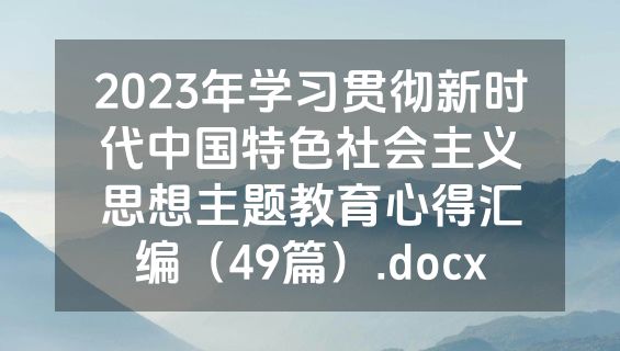 2023年学习贯彻新时代中国特色社会主义思想主题教育心得汇编（49篇）.docx