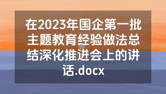在2023年国企第一批主题教育经验做法总结深化推进会上的讲话.docx