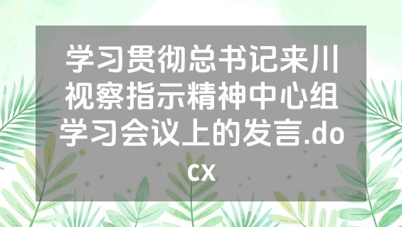 学习贯彻总书记来川视察指示精神中心组学习会议上的发言.docx