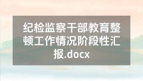 纪检监察干部教育整顿工作情况阶段性汇报.docx