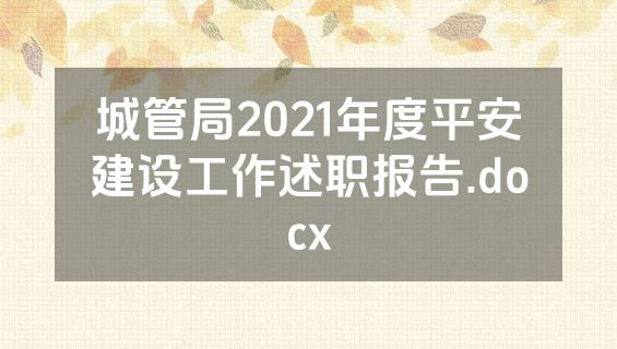 城管局2021年度平安建设工作述职报告.docx