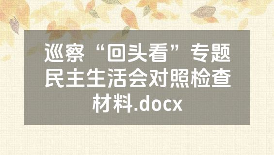 巡察“回头看”专题民主生活会对照检查材料.docx