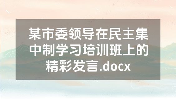 某市委领导在民主集中制学习培训班上的精彩发言.docx