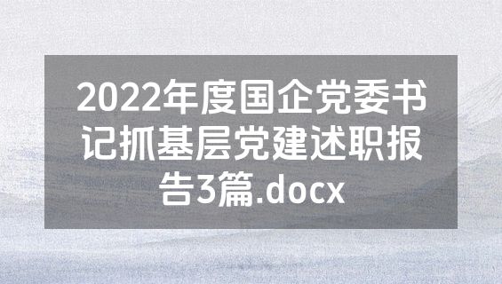 2022年度国企党委书记抓基层党建述职报告3篇.docx