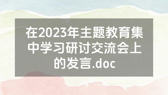 在2023年主题教育集中学习研讨交流会上的发言.doc