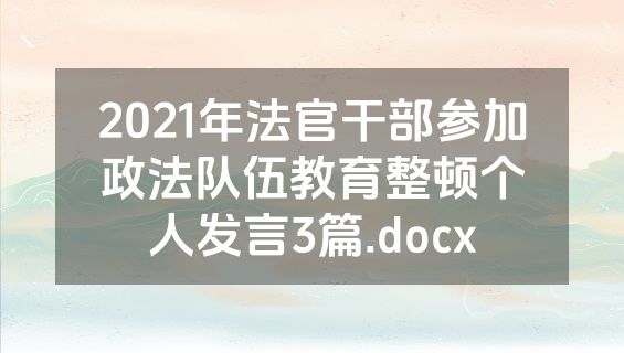 2021年法官干部参加政法队伍教育整顿个人发言3篇.docx