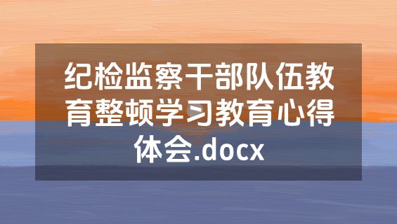 纪检监察干部队伍教育整顿学习教育心得体会.docx
