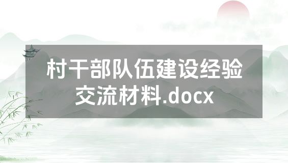 村干部队伍建设经验交流材料.docx