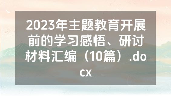 2023年主题教育开展前的学习感悟、研讨材料汇编（10篇）.docx