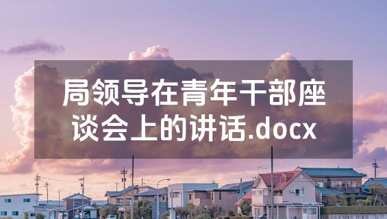局领导在青年干部座谈会上的讲话.docx