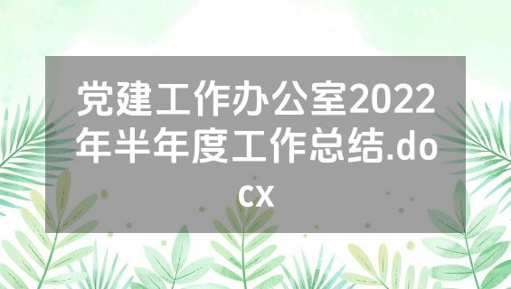 党建工作办公室2022年半年度工作总结.docx
