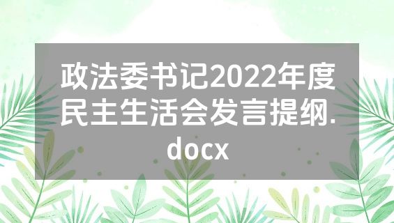 政法委书记2022年度民主生活会发言提纲.docx
