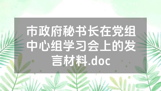 市政府秘书长在党组中心组学习会上的发言材料.doc