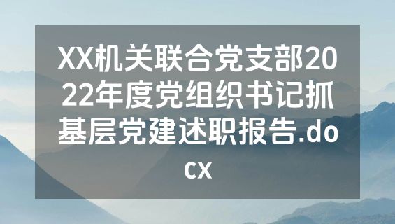 XX机关联合党支部2022年度党组织书记抓基层党建述职报告.docx