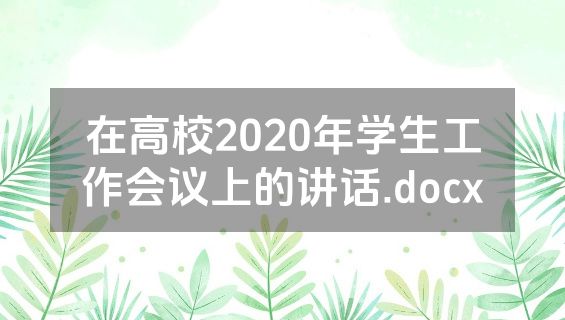 在高校2020年学生工作会议上的讲话.docx