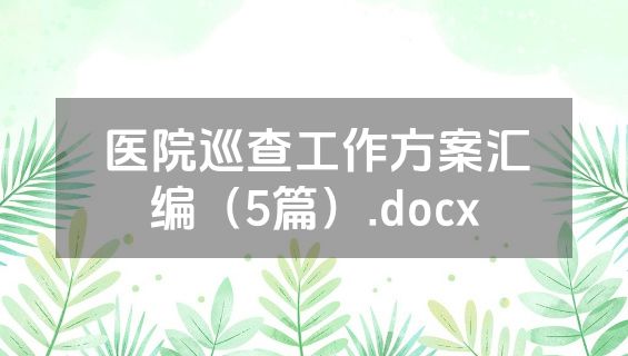 医院巡查工作方案汇编（5篇）.docx