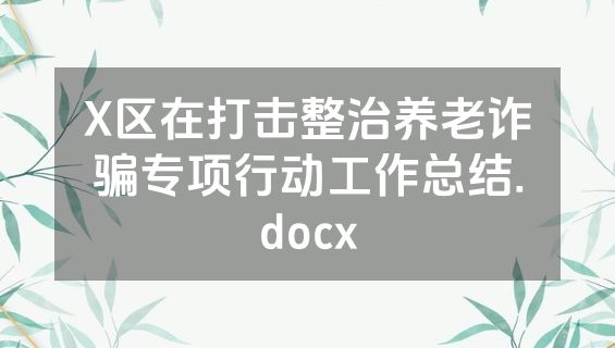 X区在打击整治养老诈骗专项行动工作总结.docx
