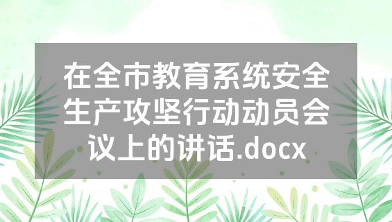 在全市教育系统安全生产攻坚行动动员会议上的讲话.docx
