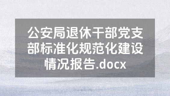 公安局退休干部党支部标准化规范化建设情况报告.docx