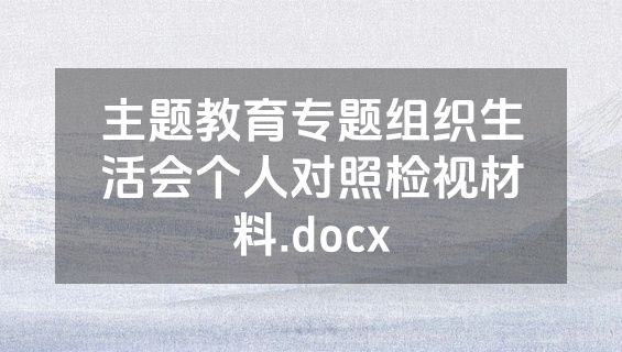 主题教育专题组织生活会个人对照检视材料.docx