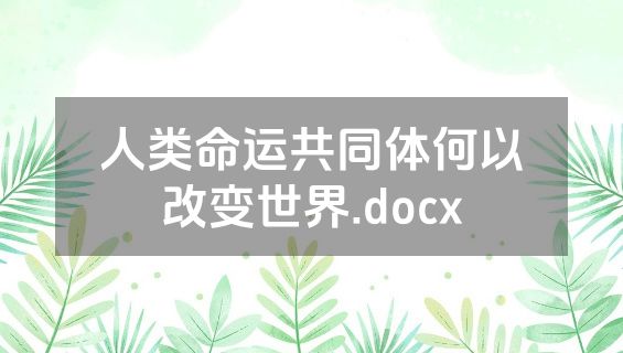 人类命运共同体何以改变世界.docx