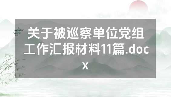 关于被巡察单位党组工作汇报材料11篇.docx