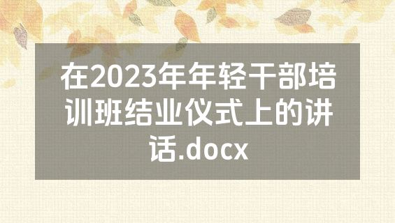 在2023年年轻干部培训班结业仪式上的讲话.docx