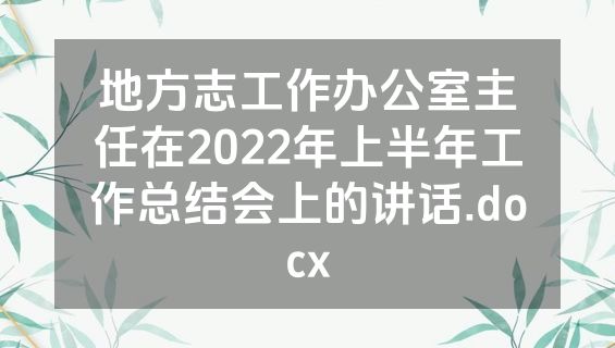 地方志工作办公室主任在2022年上半年工作总结会上的讲话.docx
