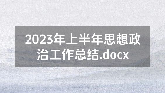 2023年上半年思想政治工作总结.docx