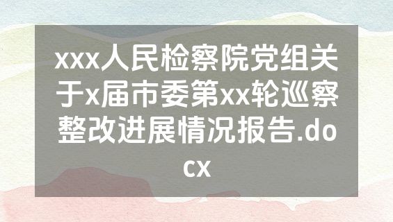 xxx人民检察院党组关于x届市委第xx轮巡察整改进展情况报告.docx