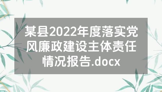 某县2022年度落实党风廉政建设主体责任情况报告.docx