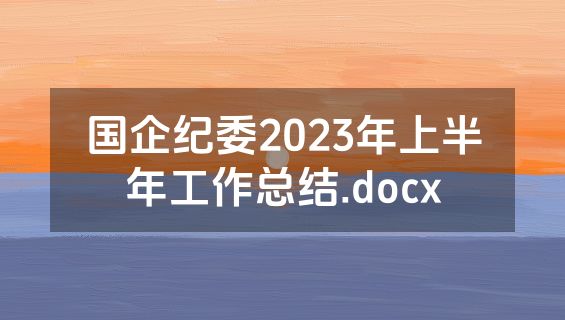 国企纪委2023年上半年工作总结.docx